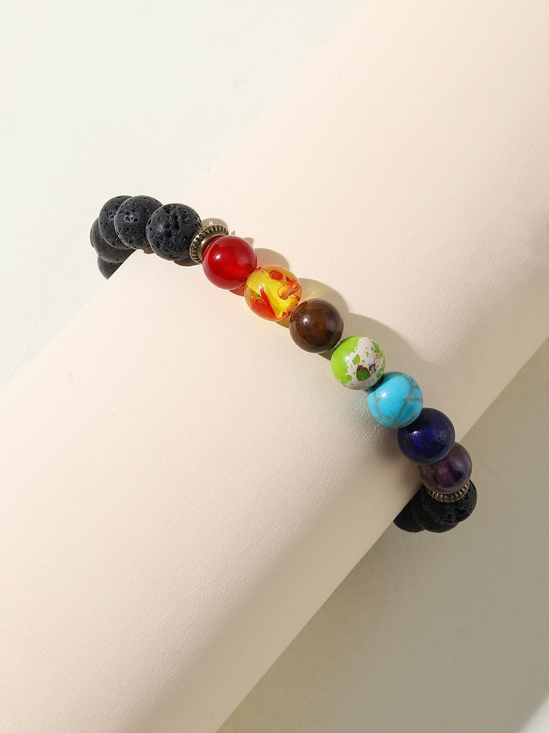 Sukhad 7 Chakra Crystals Beaded Elasticated Bracelet