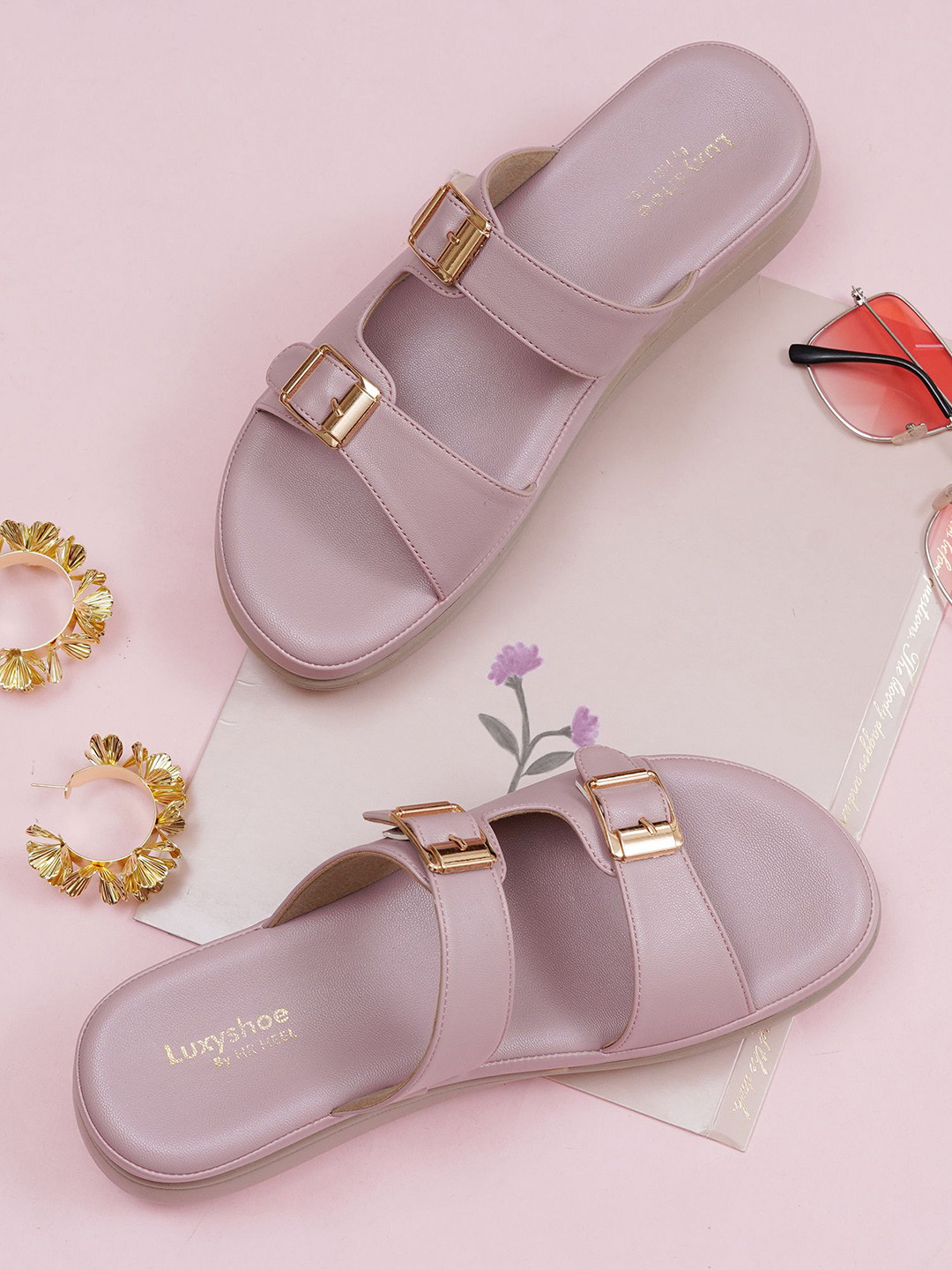 LUXY SHOE Women Open Toe Block Pumps With Buckle