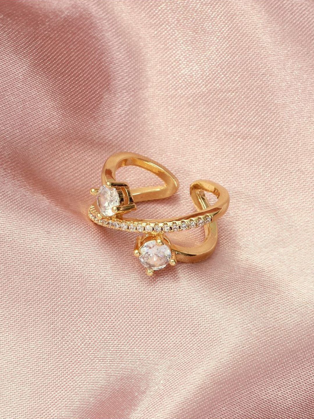 SALTY Pack of 2 Women Celestial Diamond Gold Ring