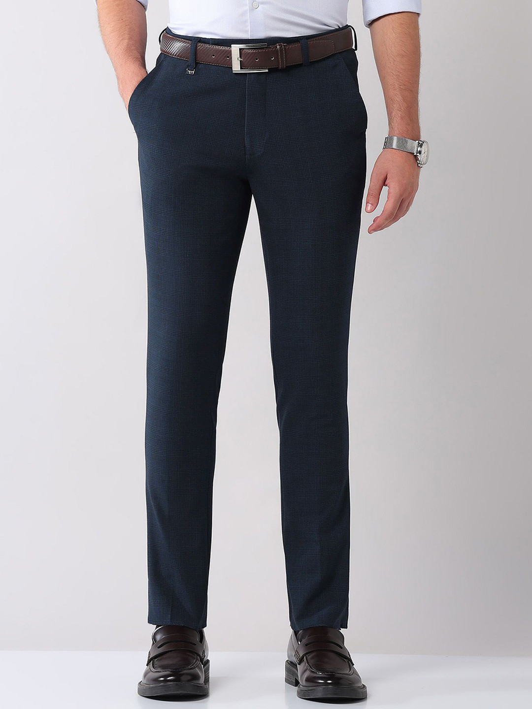 AD By Arvind Men Slim Fit Mid-Rise Plain Formal Trousers
