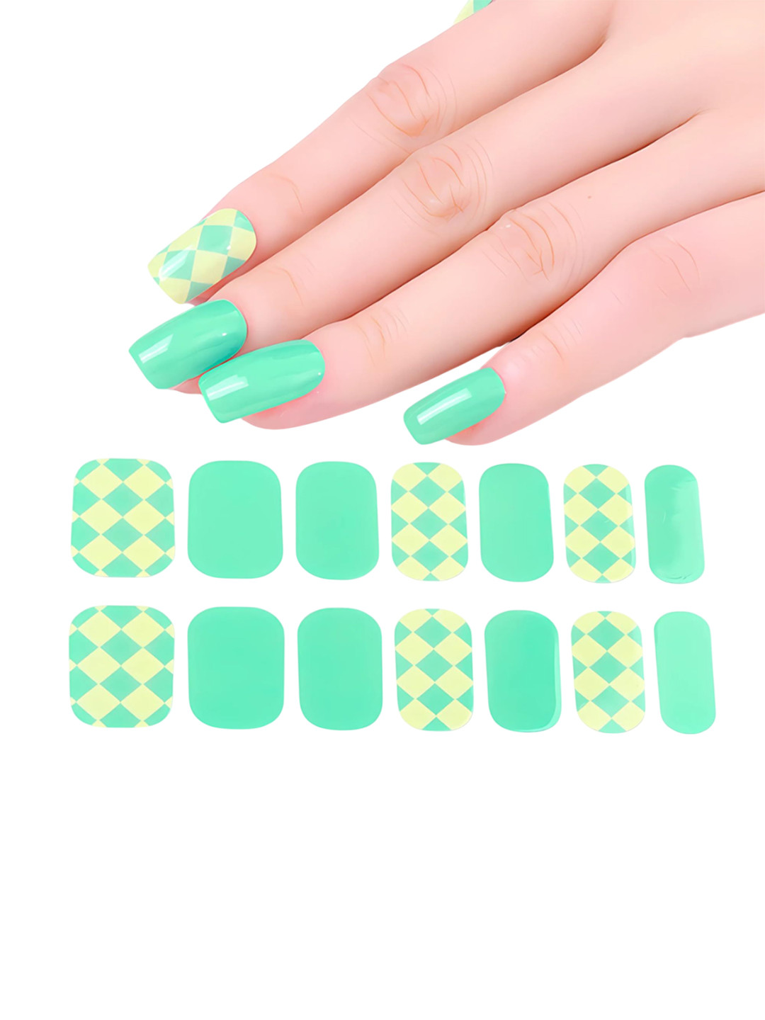 Hawtever Set Of 14 Long Lasting Quick Dry Nail Wraps - Lemon Zest
