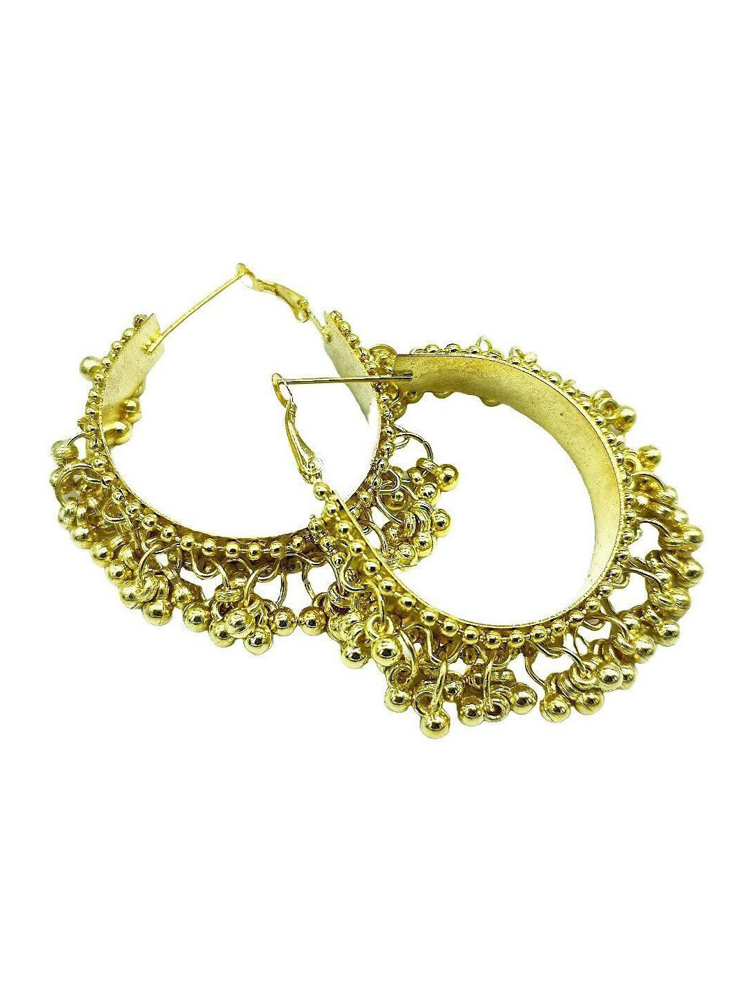 Yash Jewels Emporiums Gold Plated Ghungroo Circular Shape Hoop Earrings