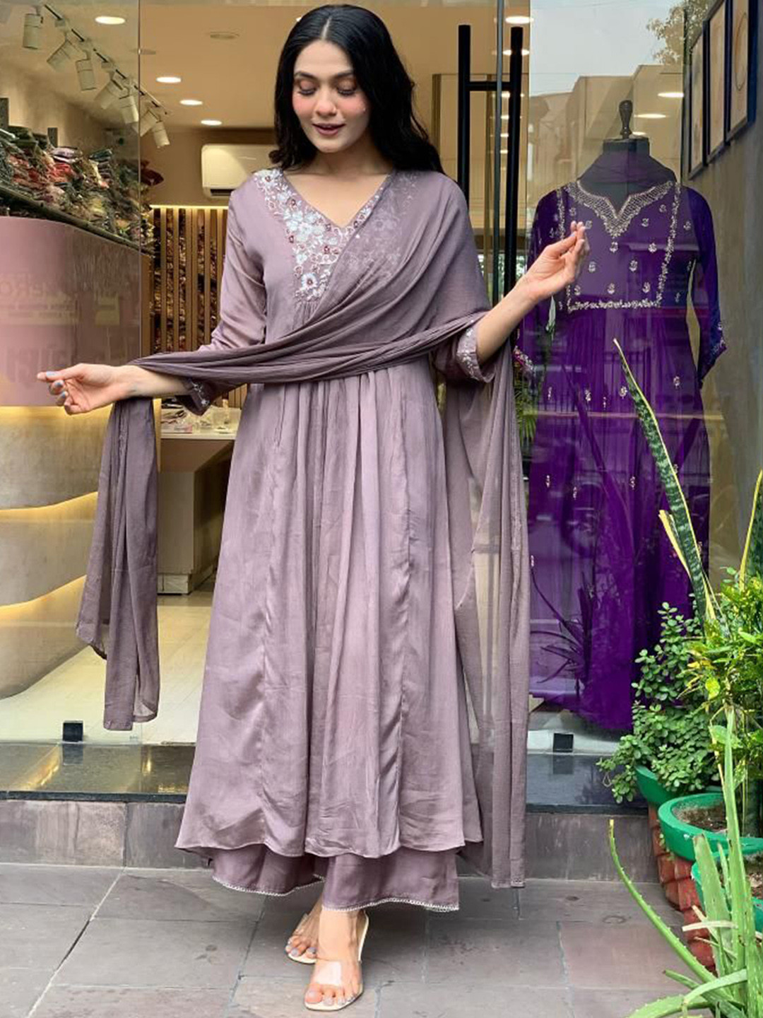 TWINS LADY Women Floral Yoke Design Empire Kurta with Palazzos & With Dupatta