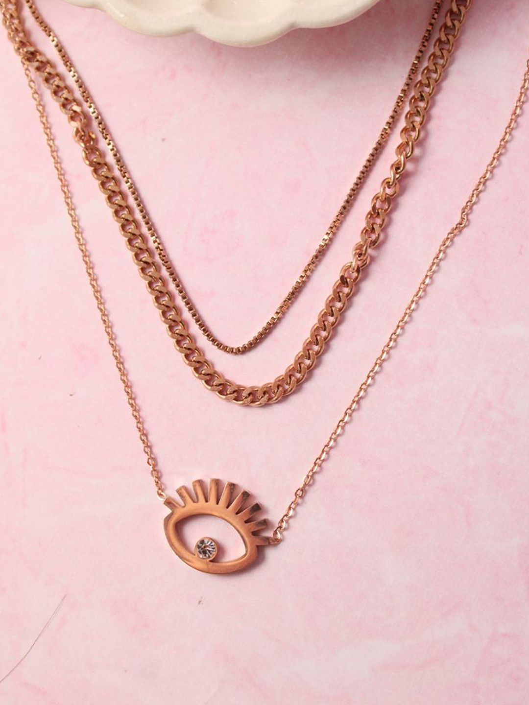 SALTY Pack of 2 Women Evil Eye Golden Layered Necklace