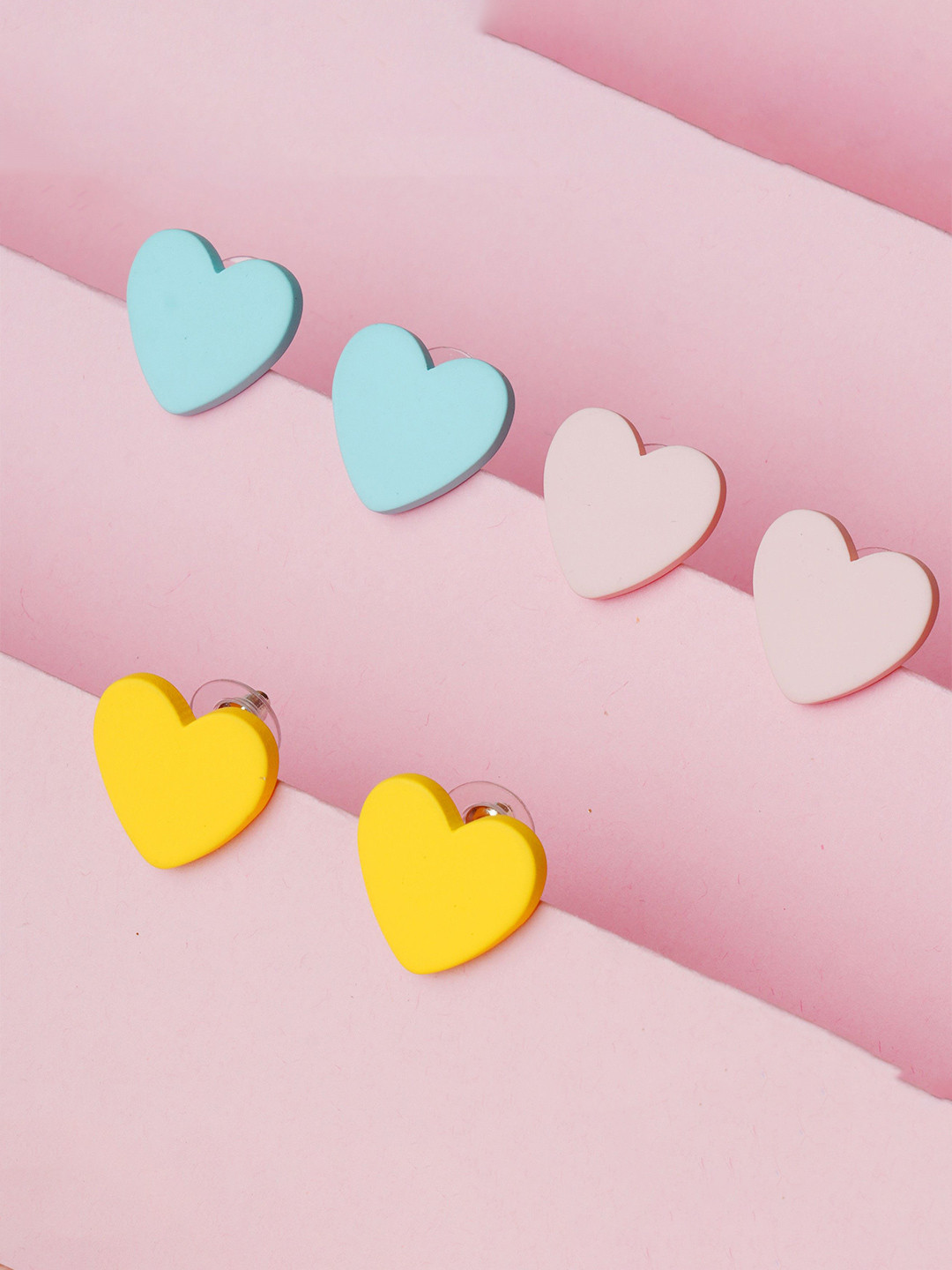 BISHTY  Set Of 3 Stainless Steel Heart Shaped Studs