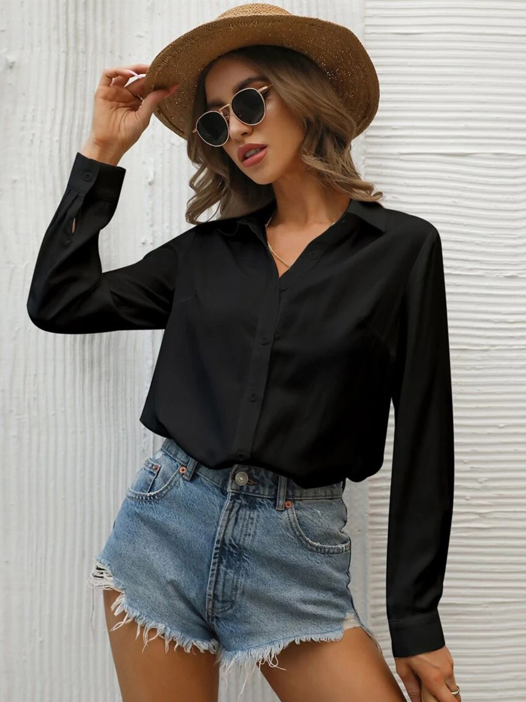 QIOA Spread Collar Long Sleeves Standard Formal Shirt