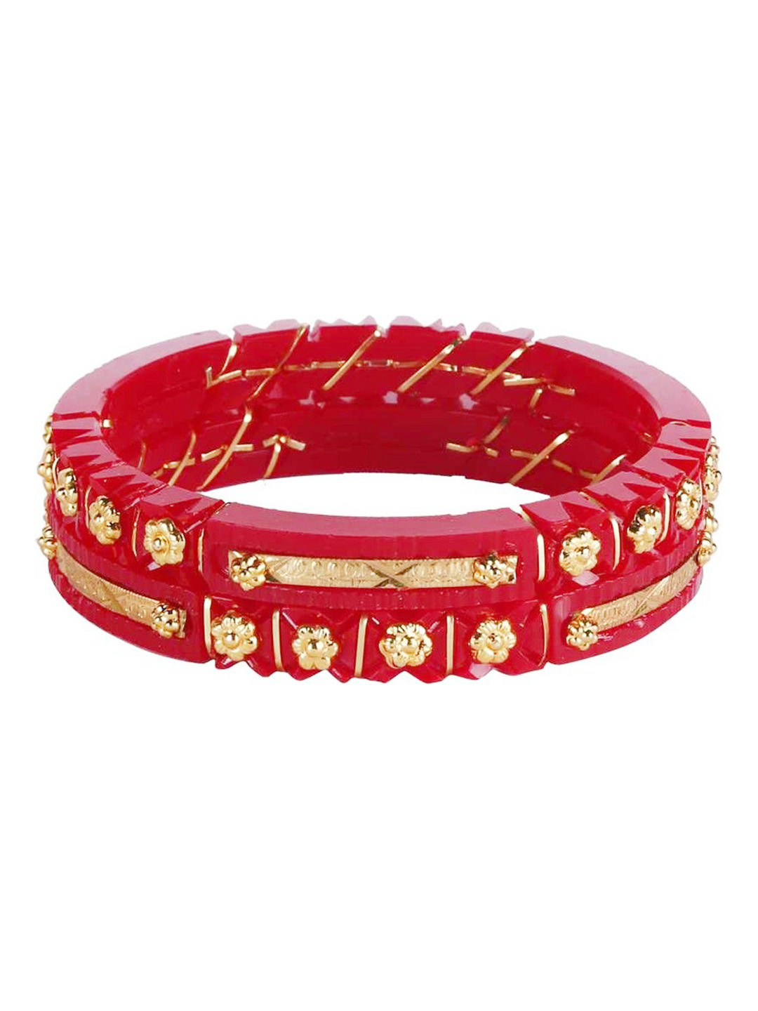 TANVI J Set of 2 Gold Plated Shakha Pola Bangle