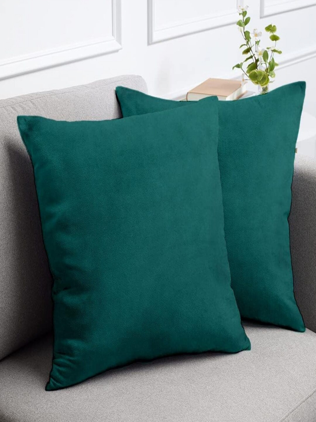 Aura Green Velvet Washable 2 Piece Square Cushion Covers -24x24In