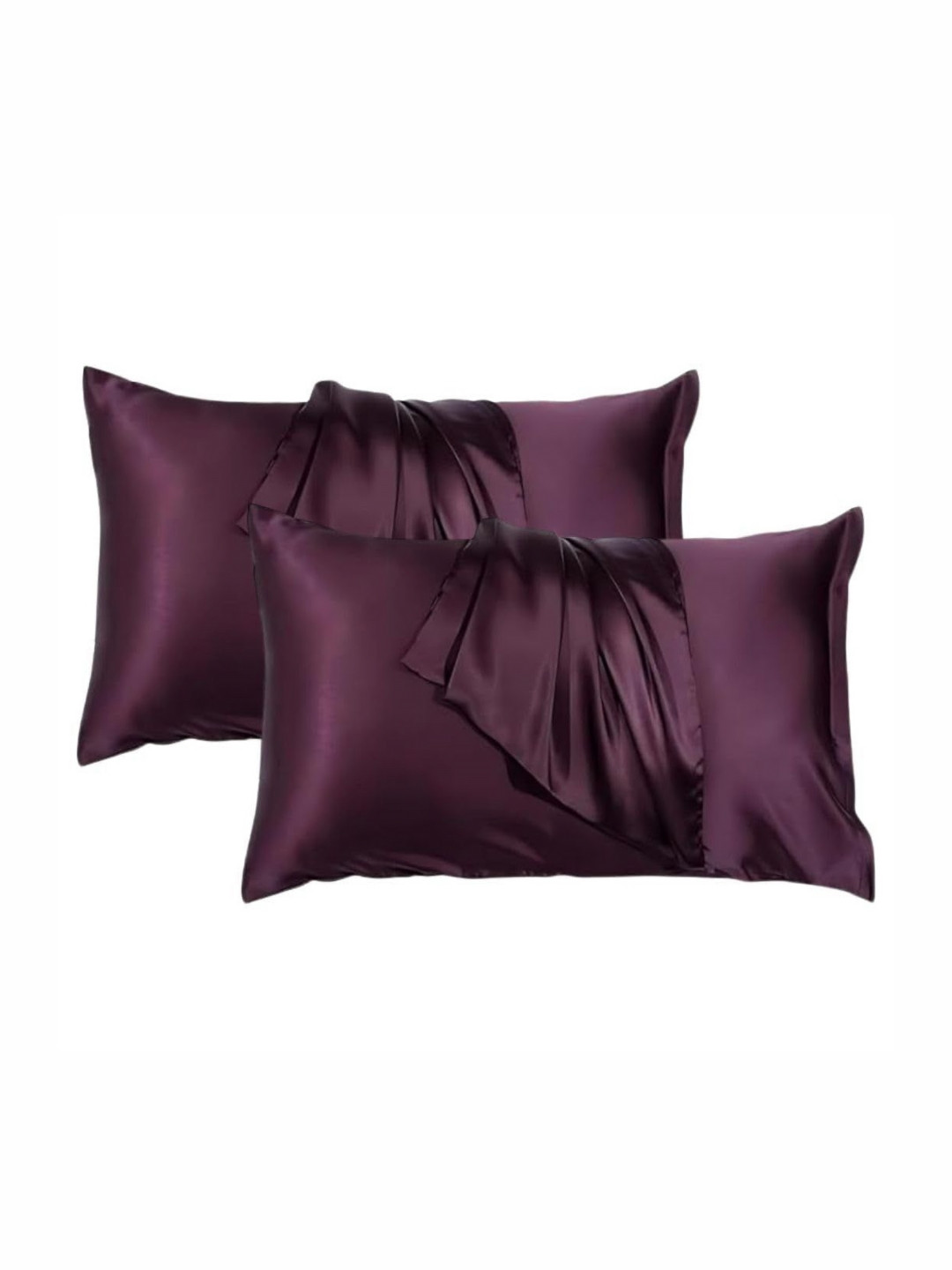 GENUINE GLOBAL DECOR Violet 2 Pieces Satin Rectangle Pillow Covers