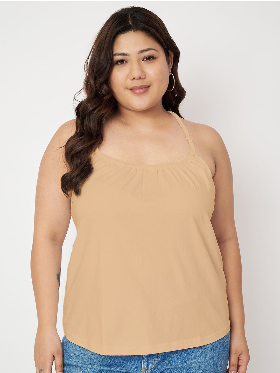 BRINNS Plus Size Women Cotton Styled Back Top