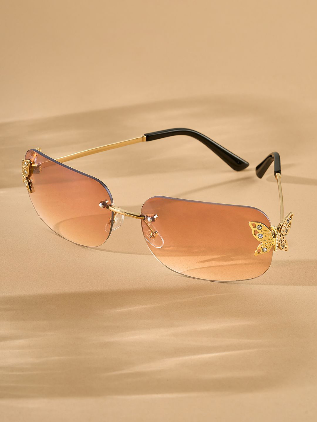 JOKER & WITCH Women Ombre Lenses Rimless Rectangle Sunglasses JWSG257