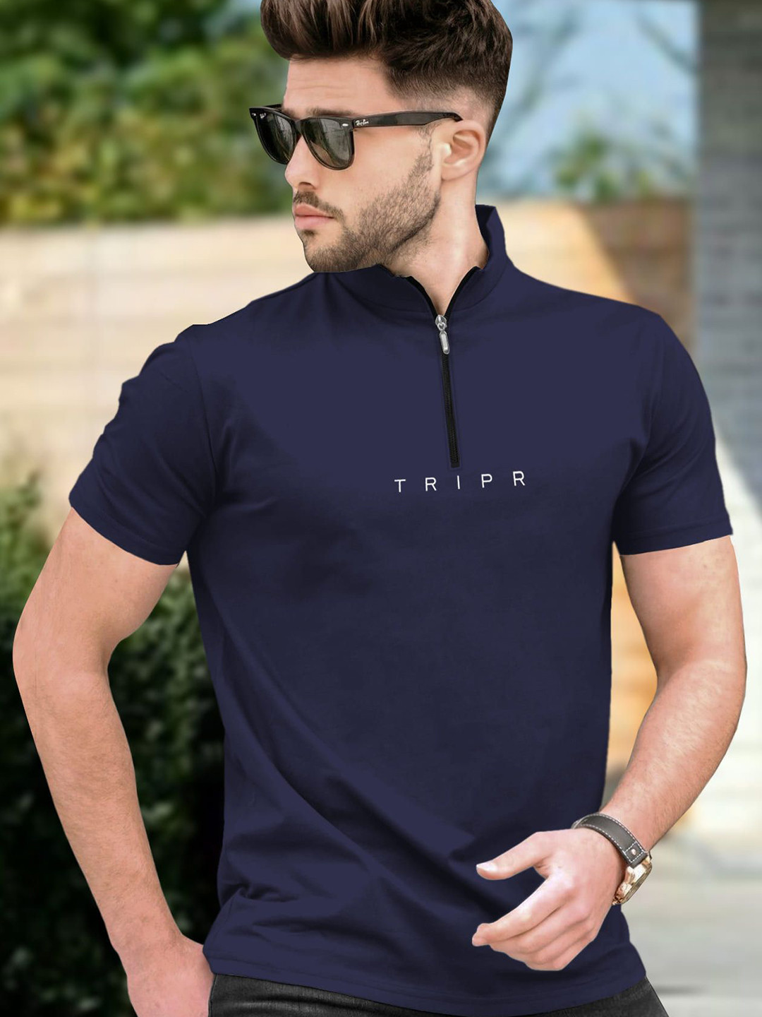 TRIPR Short Sleeves Henley Neck T-shirt