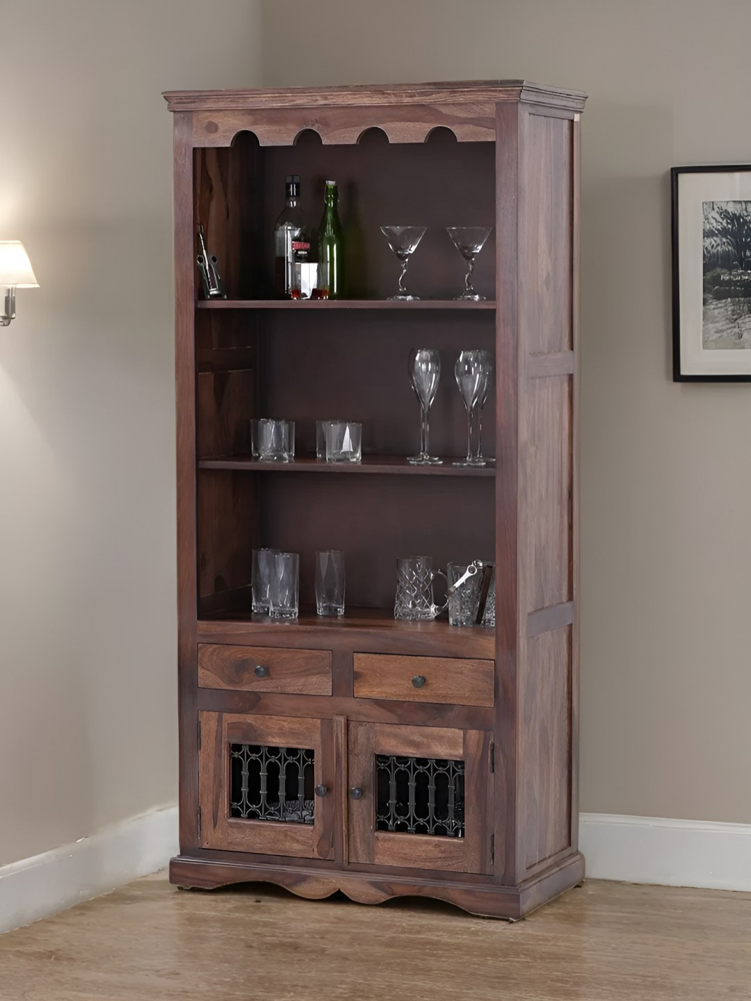 Royaloak Hilton Brown Wooden Crockery Cabinet Unit