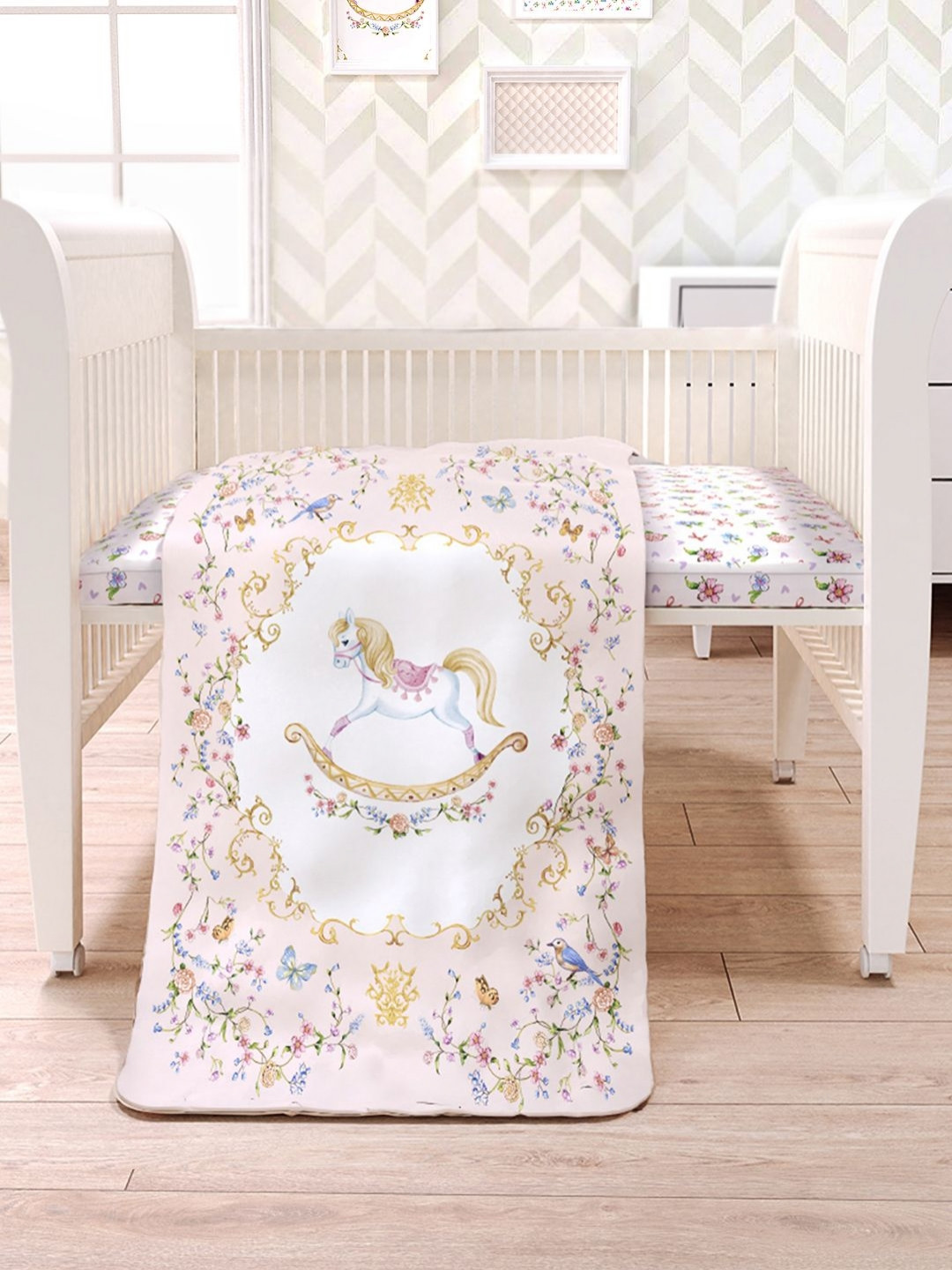 Fancy Fluff Mustard & White Floral AC Room Single Bed Comforter