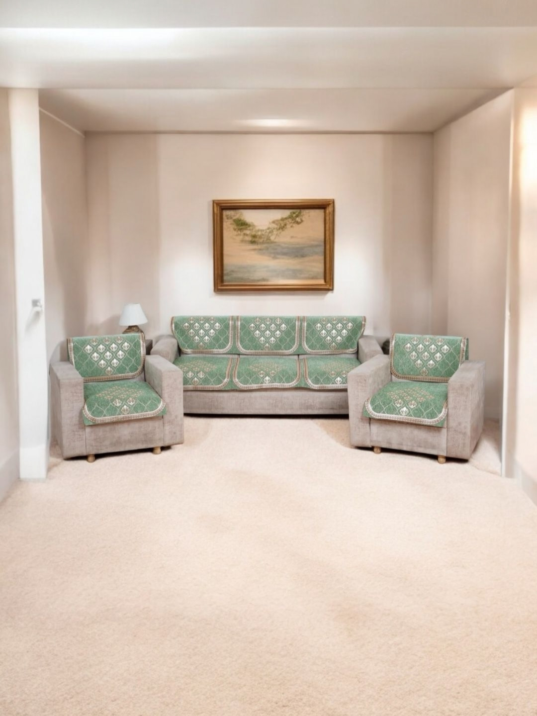 BIGGER FISH Lime Green 5 Seater Velvet Sofa Cover