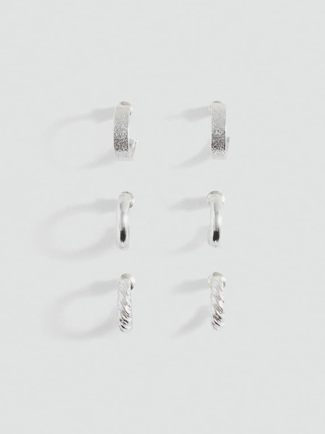 MANGO Set of 3 Circular Half Hoop Earrings