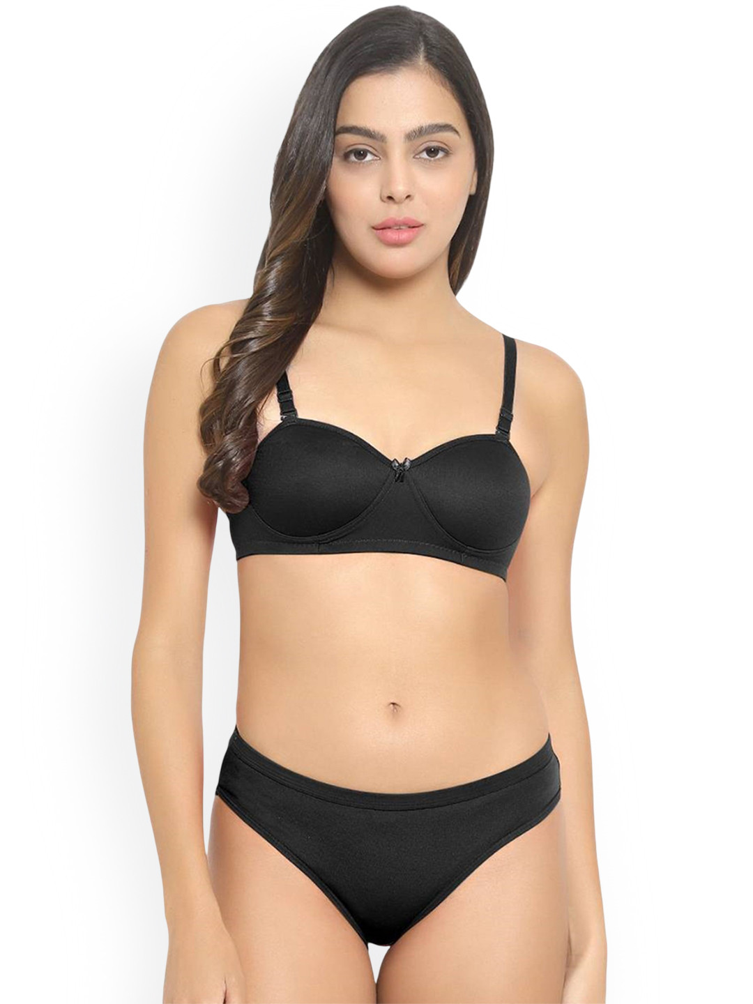 AROUSY Cotton Lightly Padded Lingerie Set J_Demi-Set_Bl