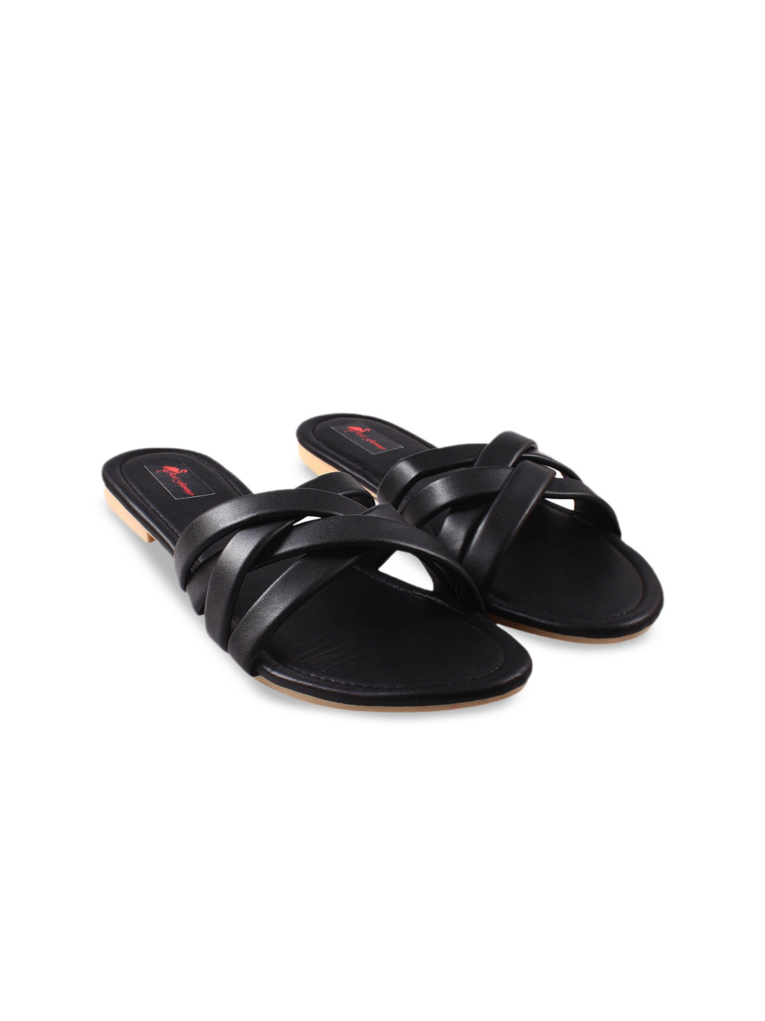 Red Flamingo Girl Velvet Open Toe Flats