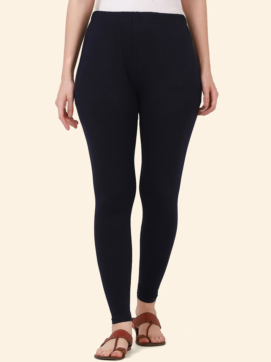 QIOA Slim-Fit Pure Cotton Ankle Length Leggings