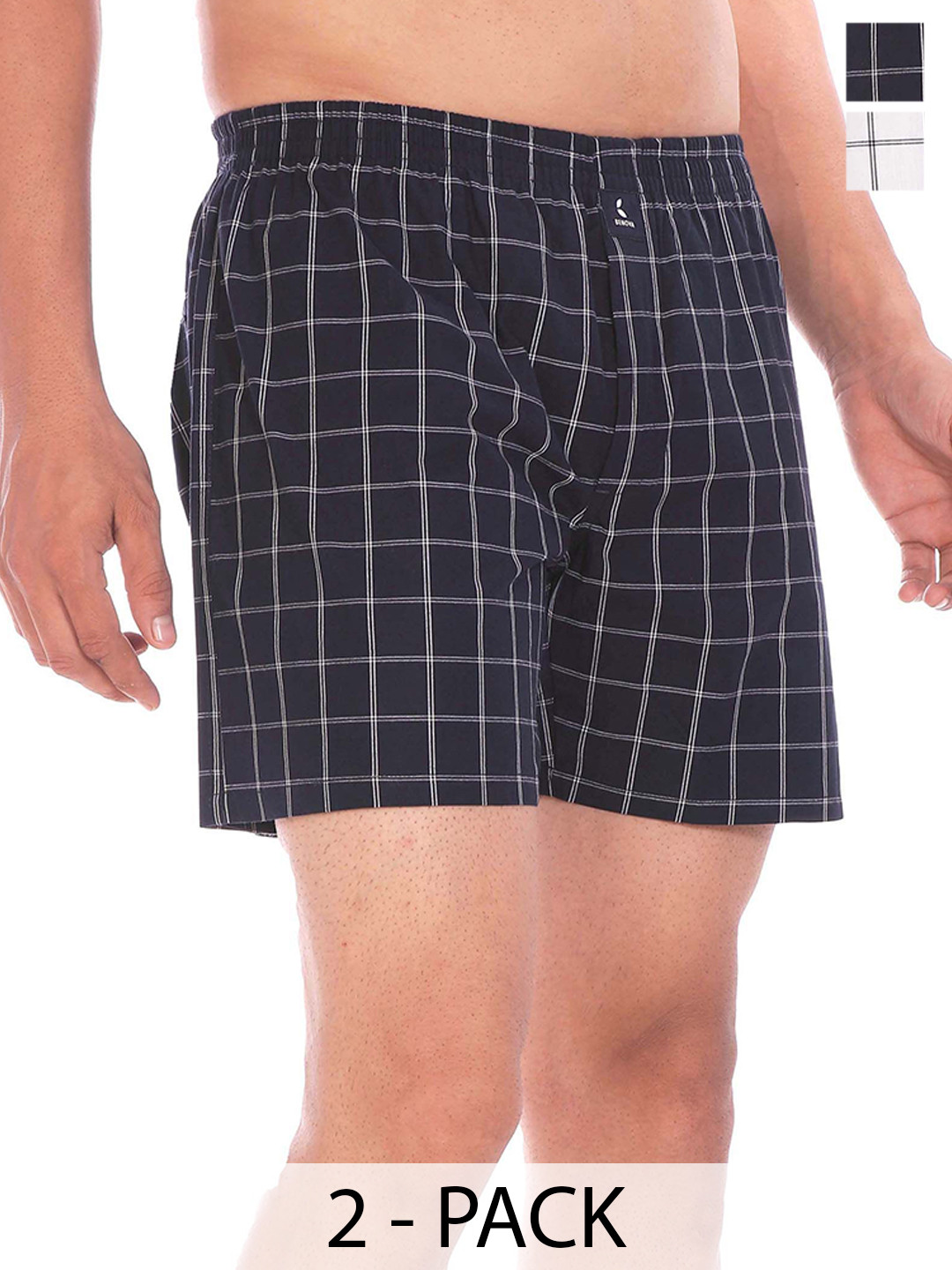 BENOVA Pack Of 2 Checked Pure Cotton Boxers BNV-24-14-P2-S
