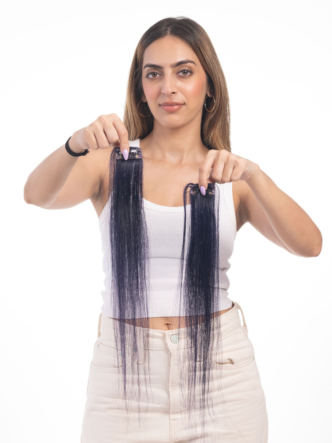 HAIRJOY Set Of 2 Clip In Straight Locks Hair Extension- Purple- 12 Inch