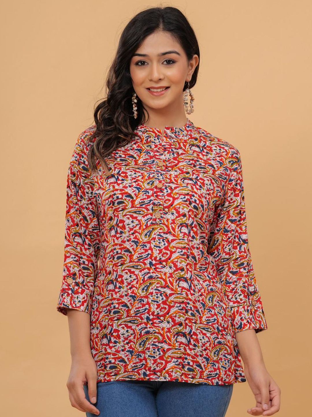 PrintBarn Women Printed Round Neck Cotton Tunic