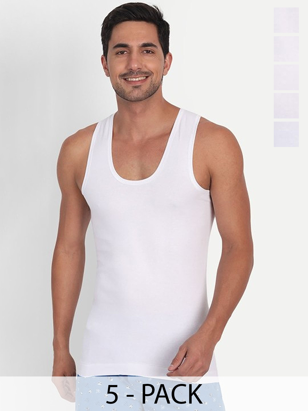 CAVENDERS Men Pack Of 5 Pure Cotton Undershirt Vests White Premium quality Dno-v463st