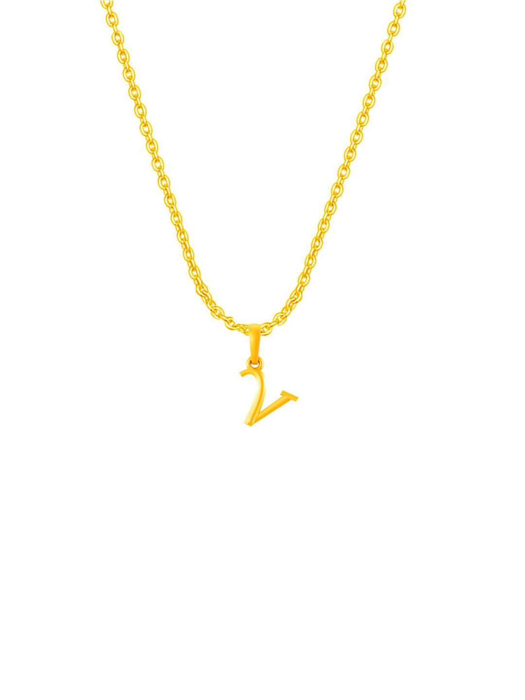 AKSHAT SAPPHIRE 92.5% Silver 22KT Gold Plated V Alphabet Pendant with Anchor Chain