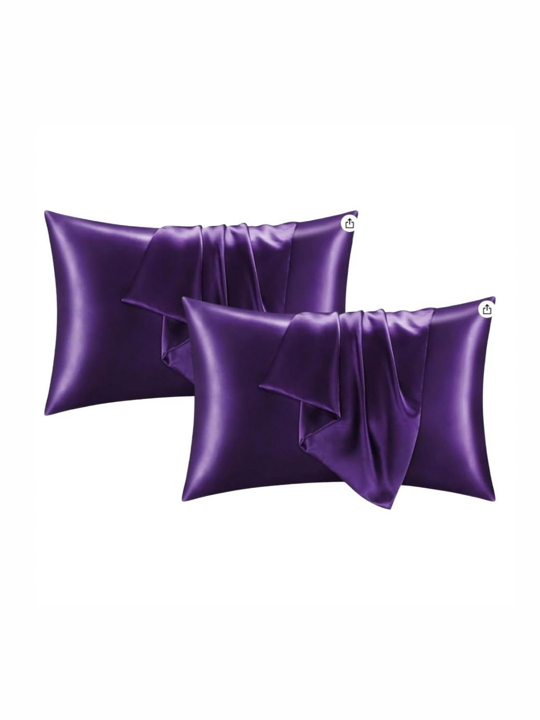GENUINE GLOBAL DECOR Purple 2 Pieces Solid Pure Silk Rectangle Pillow Covers