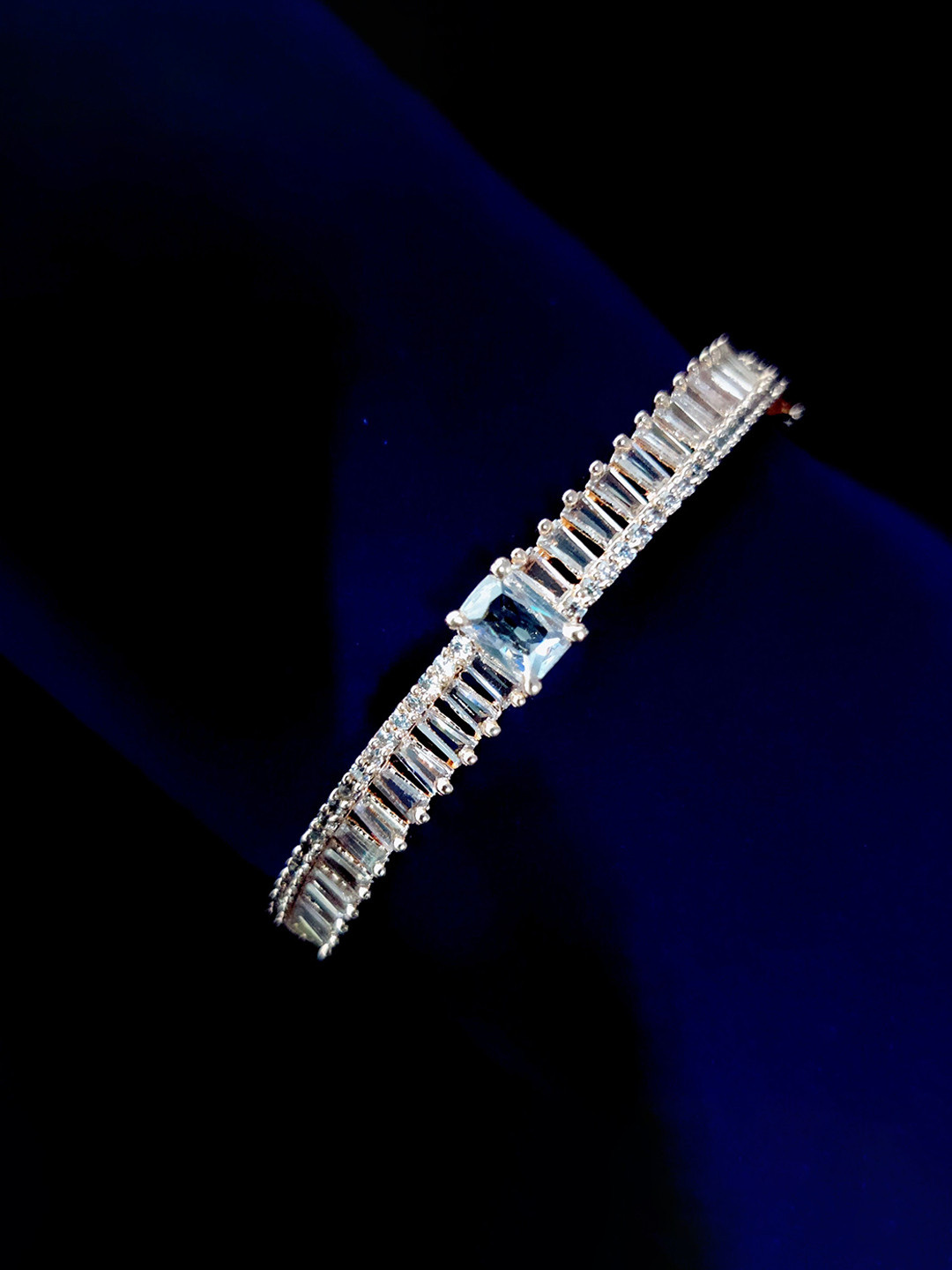 Opal Touch Rose Gold-Plated Cubic Zirconia Studded Bangle-Style Bracelet