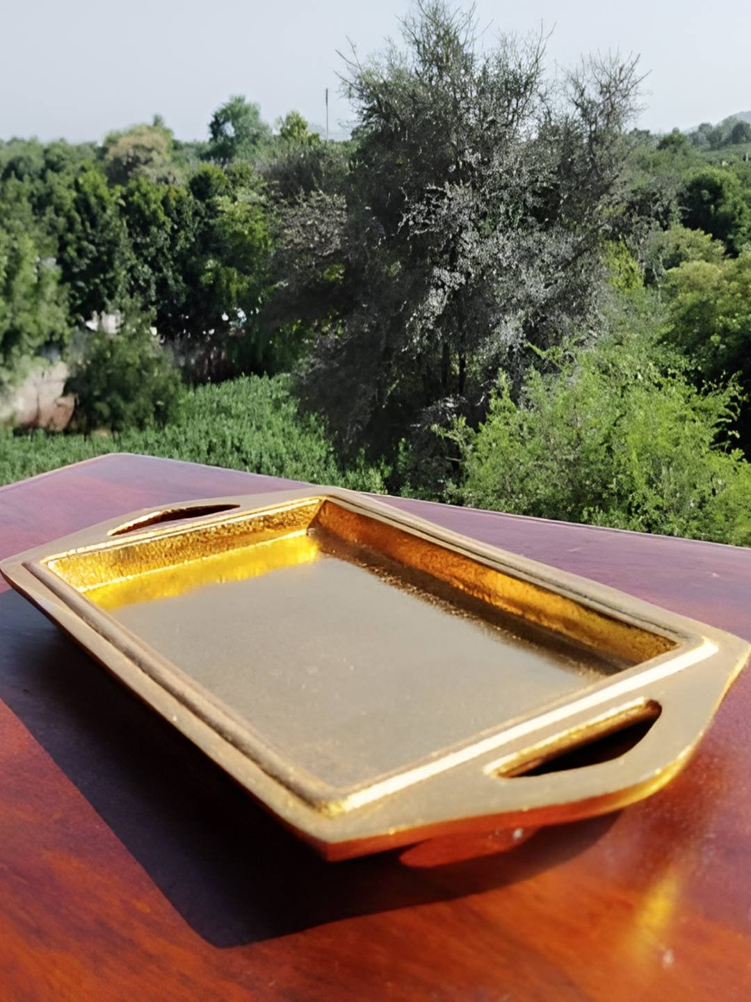 House Of Accents Beige 2025 Wood 1 Pieces Easy to Clean Serving Tray