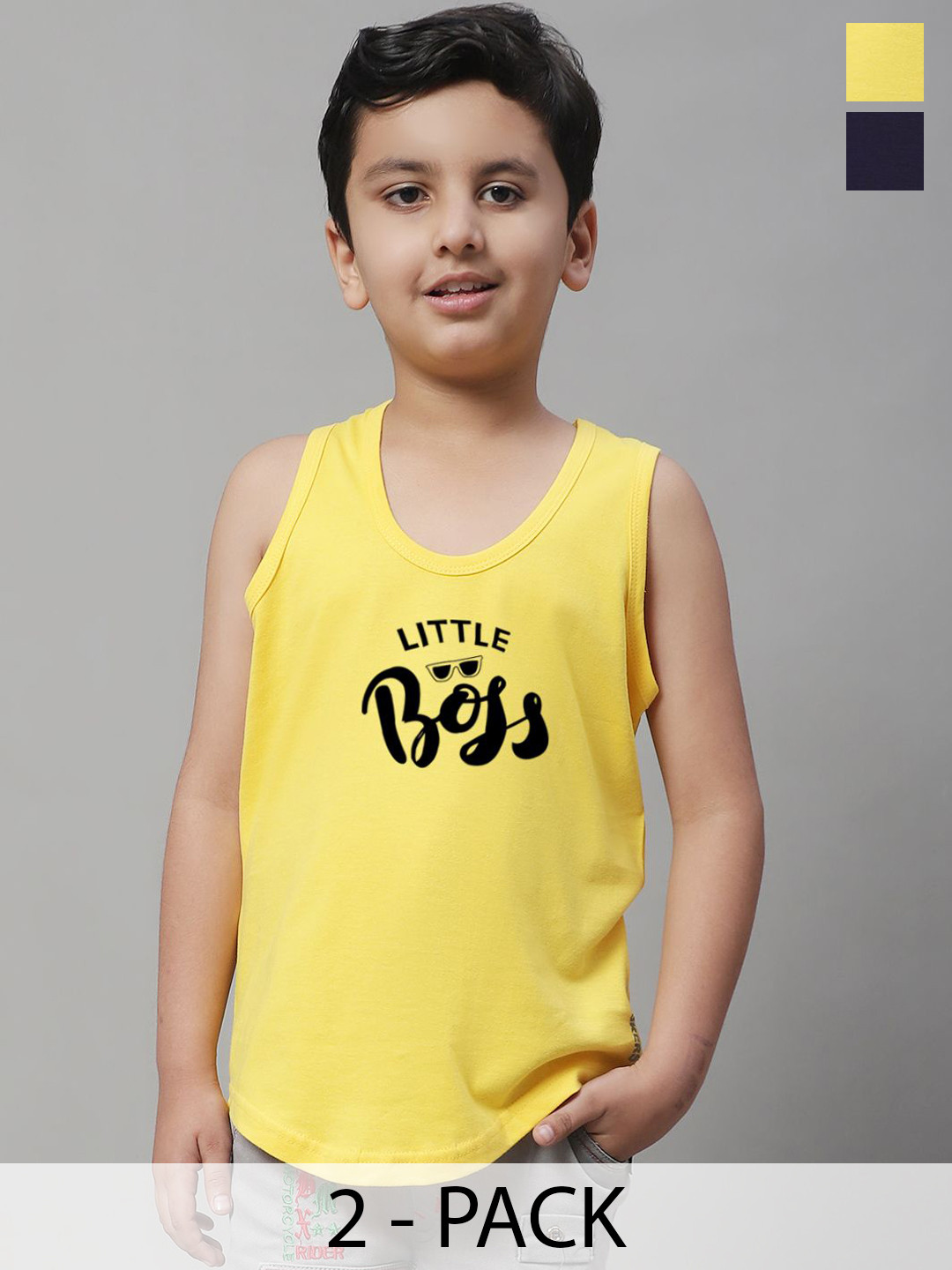 Friskers Boys 2-Pcs Printed Skin-Friendly Cotton Innerwear Vests KDC277-06-KDC280-17