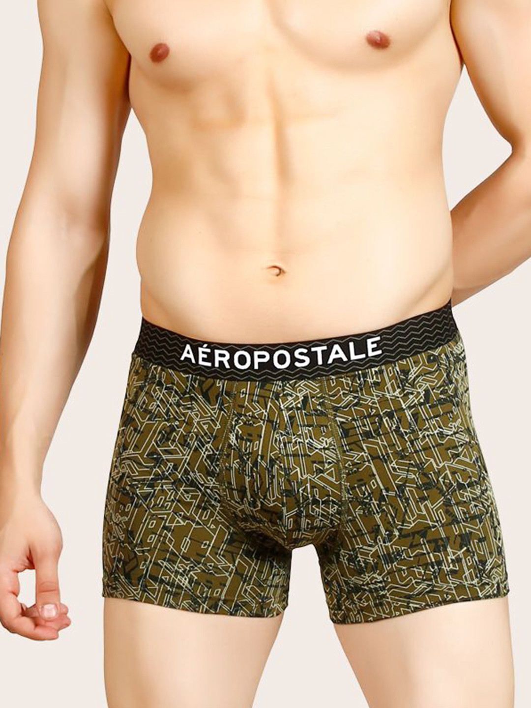 Aeropostale Printed Mid-Rise Anti-Bacterial Finish Short Trunk LJATRK01-OLBL