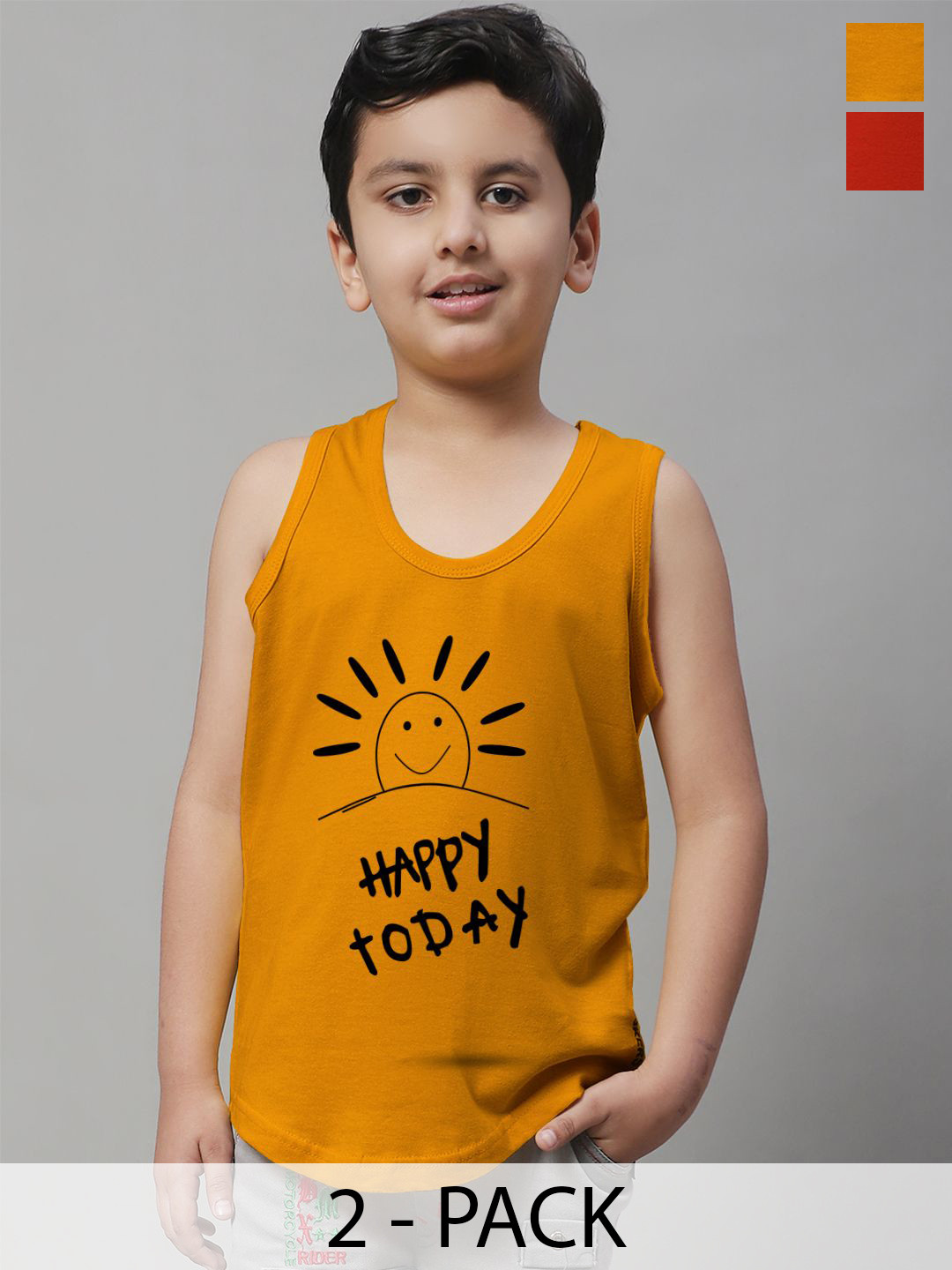 Friskers Boys 2-Pcs Printed Skin-Friendly Cotton Innerwear Vests KDC258-03-KDC261-26