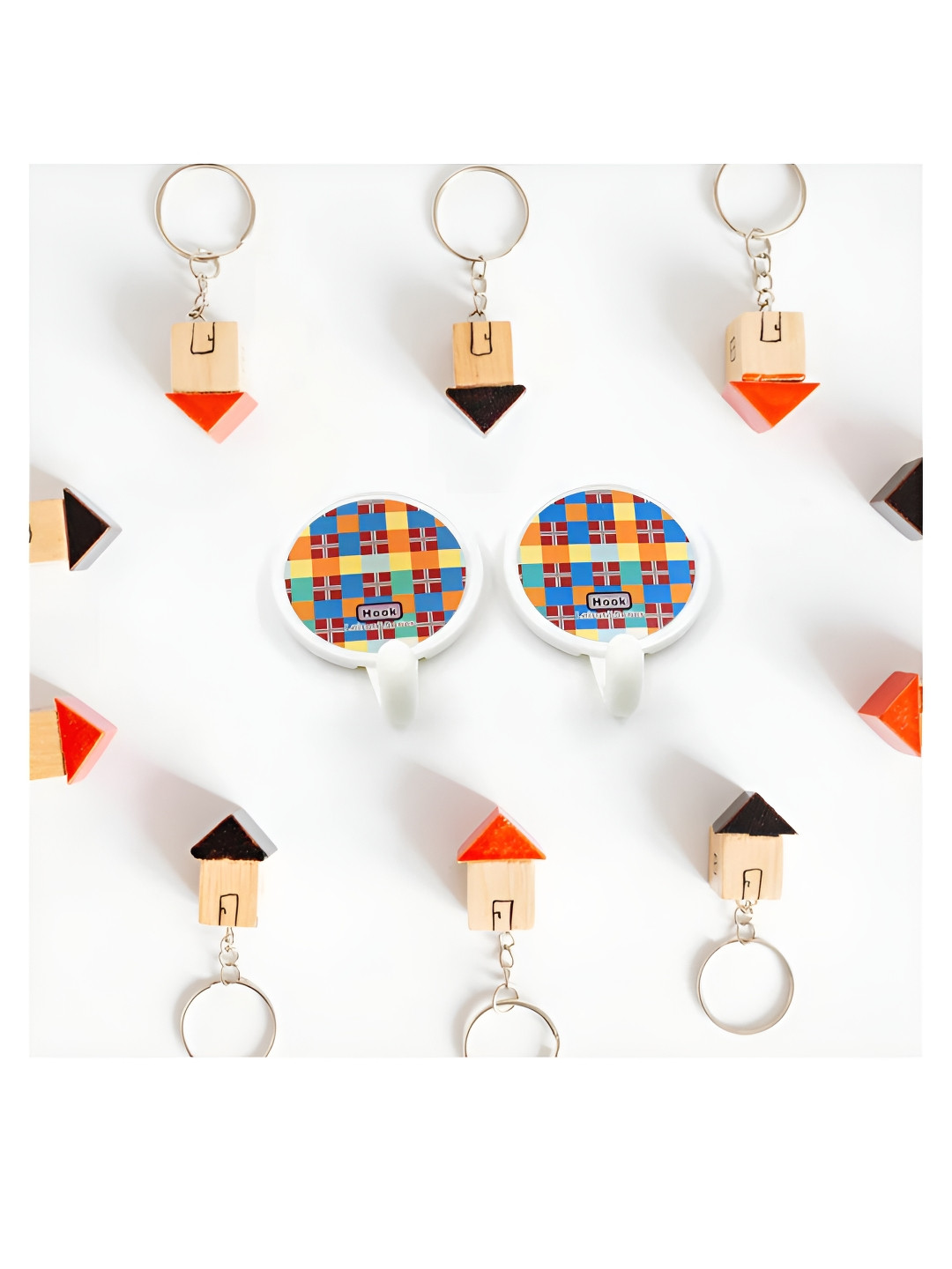 DeoDap 2 Pieces Multicolors Strong Self-Adhesive Hooks