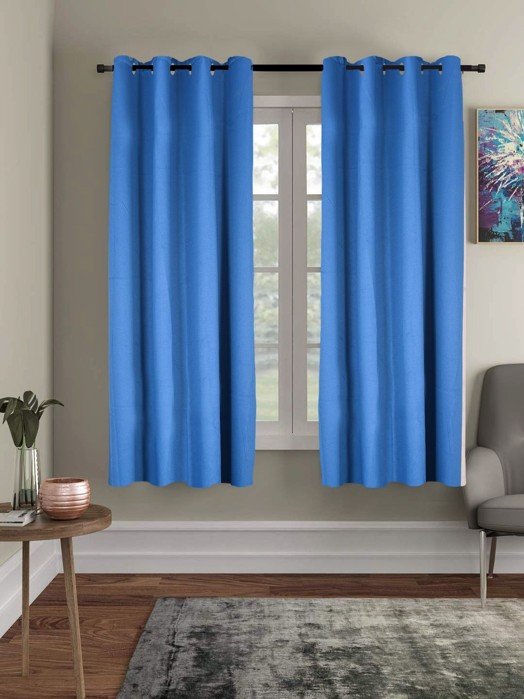 Myntra Elegant Homes Blue Set of 2 Window