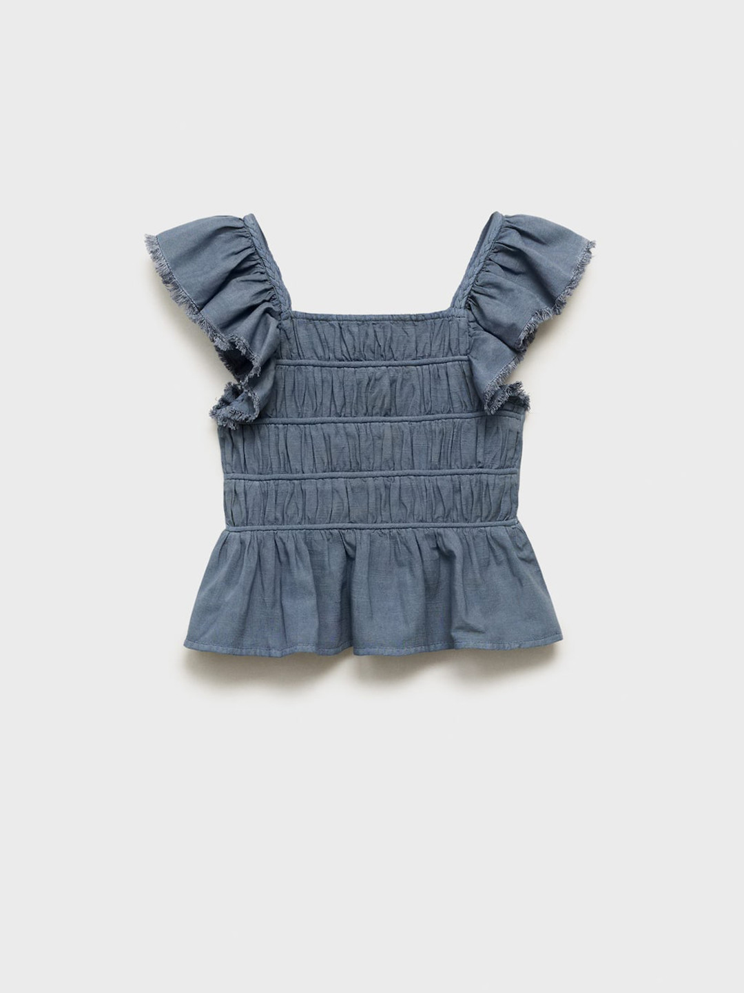 Mango Kids Girls Flutter Sleeves Smocking Detail Top