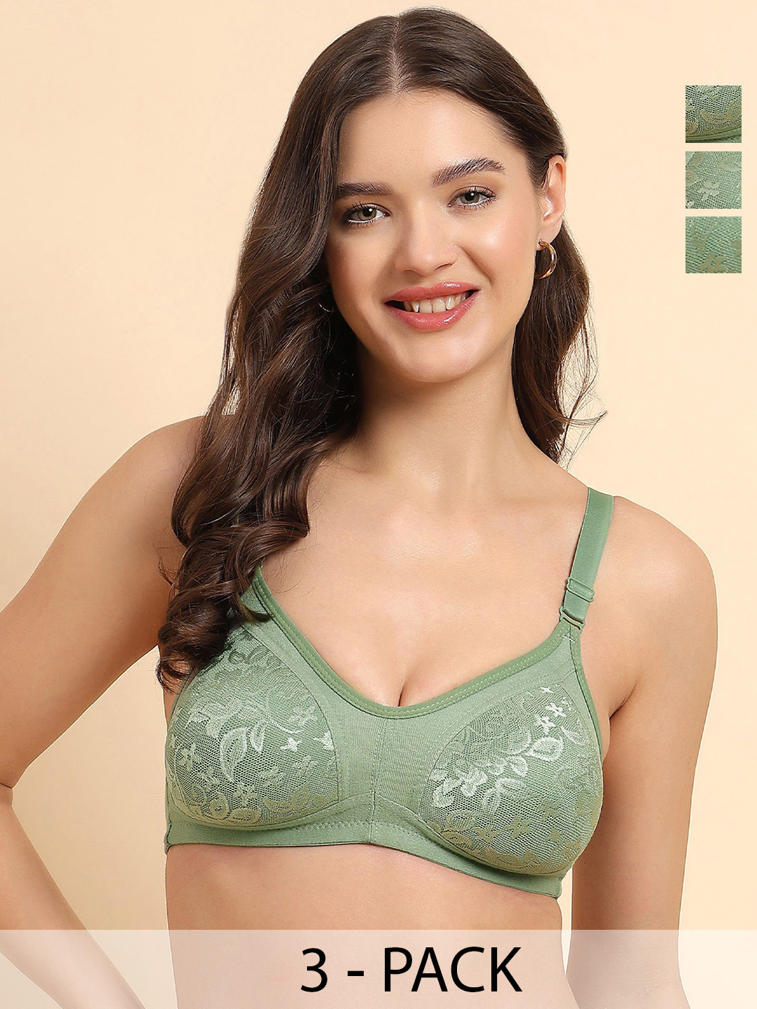 KOMLI Women Floral Seamless Full Coverage Lightly Padded Bra