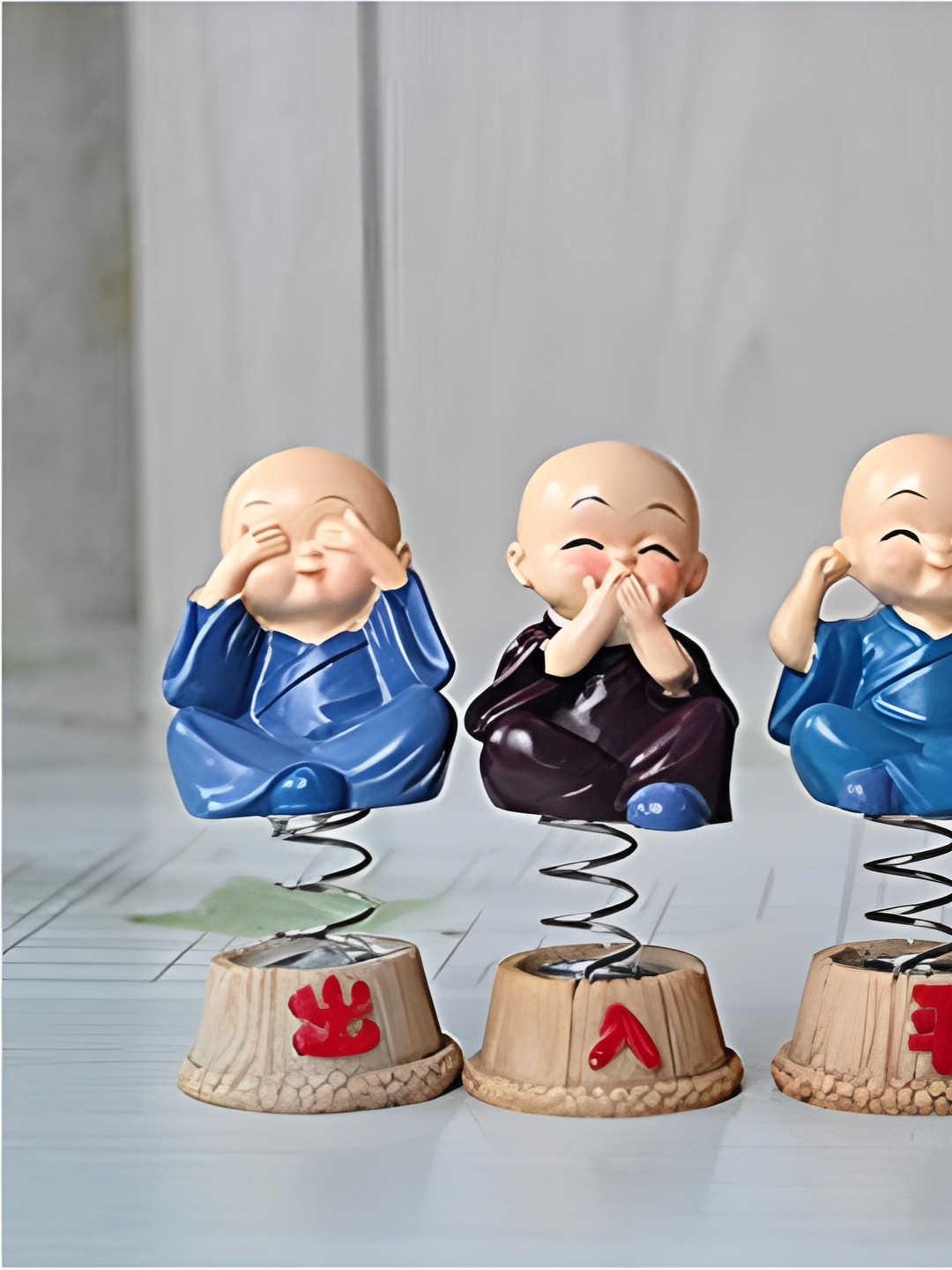 Afterstitch Baby Buddha Multicoloured Polyresin Glossy Living Room Set of 4 Small Showpieces - 3.7 Inches