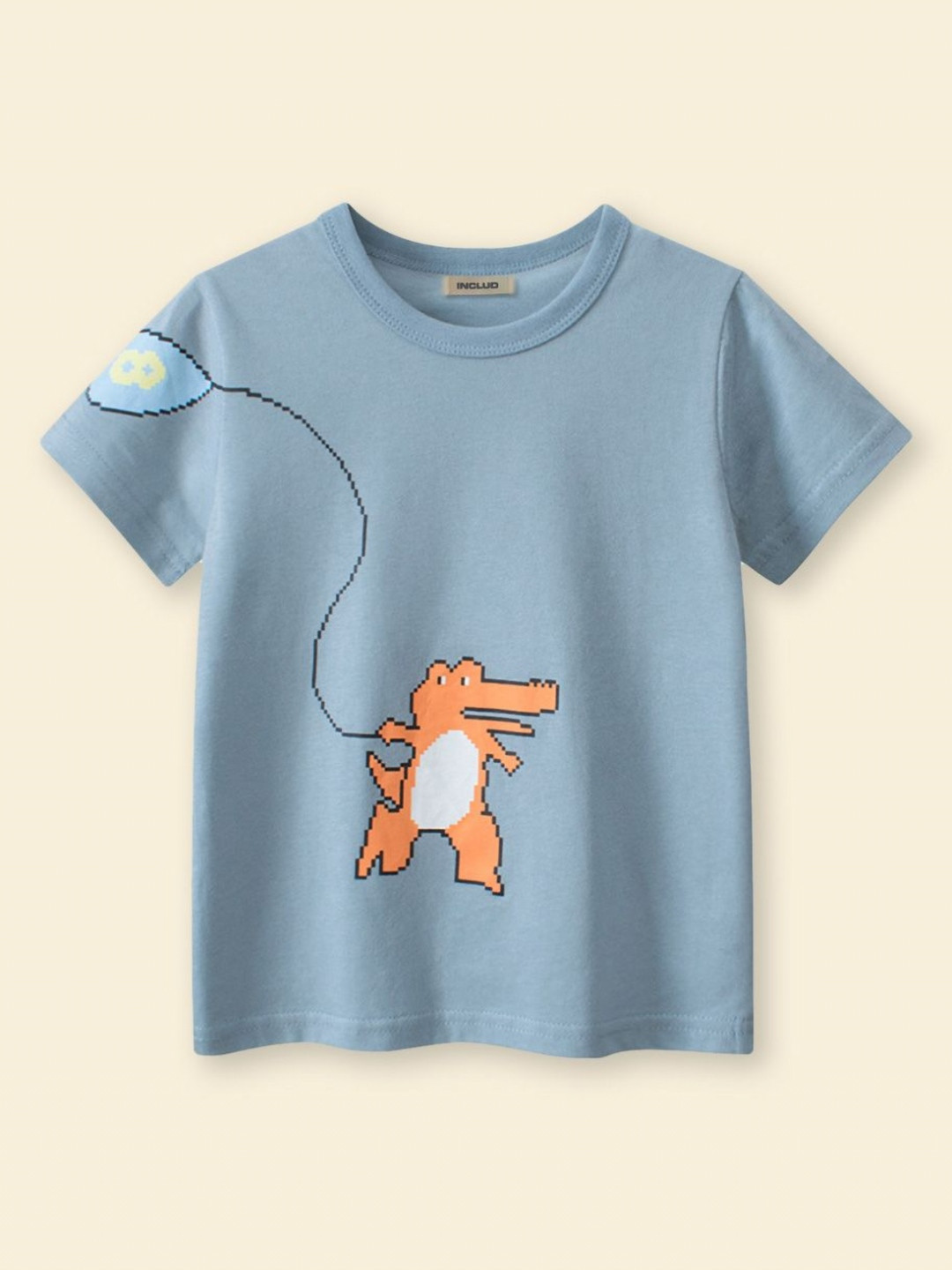 INCLUD Boys Dinosaur Cartoon Printed Round Neck Short Sleeves T-Shirt