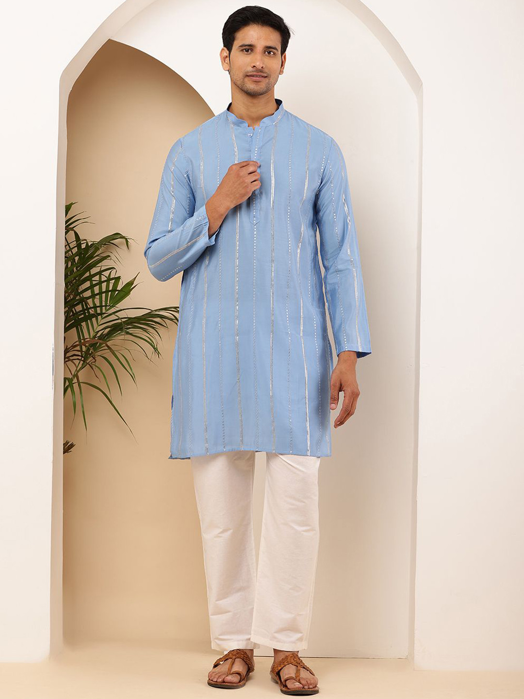 MULTI SHADES Men Regular Pure Cotton Kurta with Pyjamas Kurta Sets
