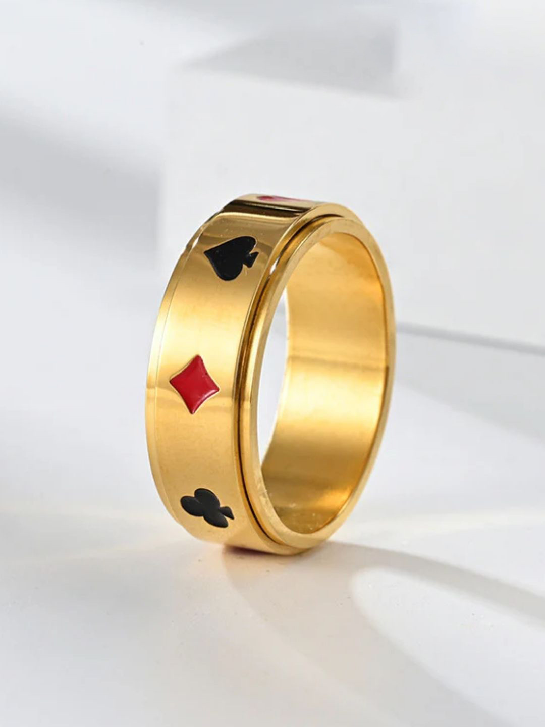 SALTY Pack of 2 Men Card Shark Signet Golden Ring