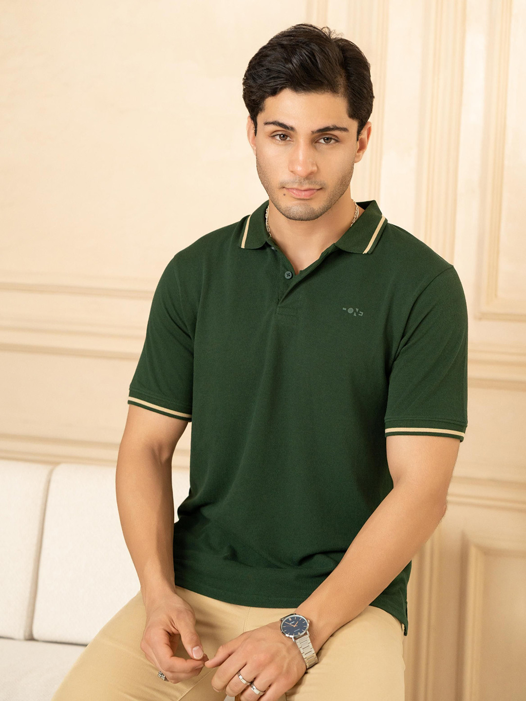 Minus One Men Polo Collar Regular Fit T-shirt