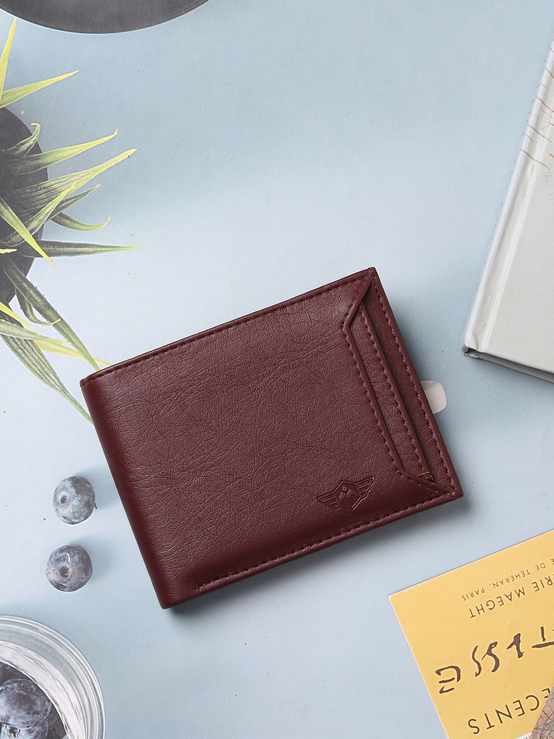 Metronaut Men Textured Brand Logo Two Fold Wallet