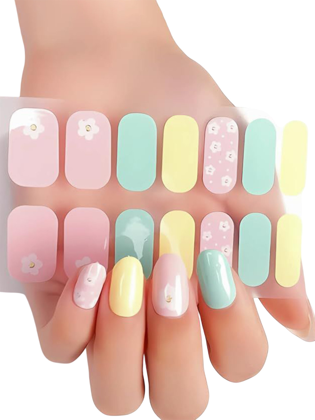 Hawtever Set Of 14 Long Lasting Quick Dry Nail Wraps - Spring Special
