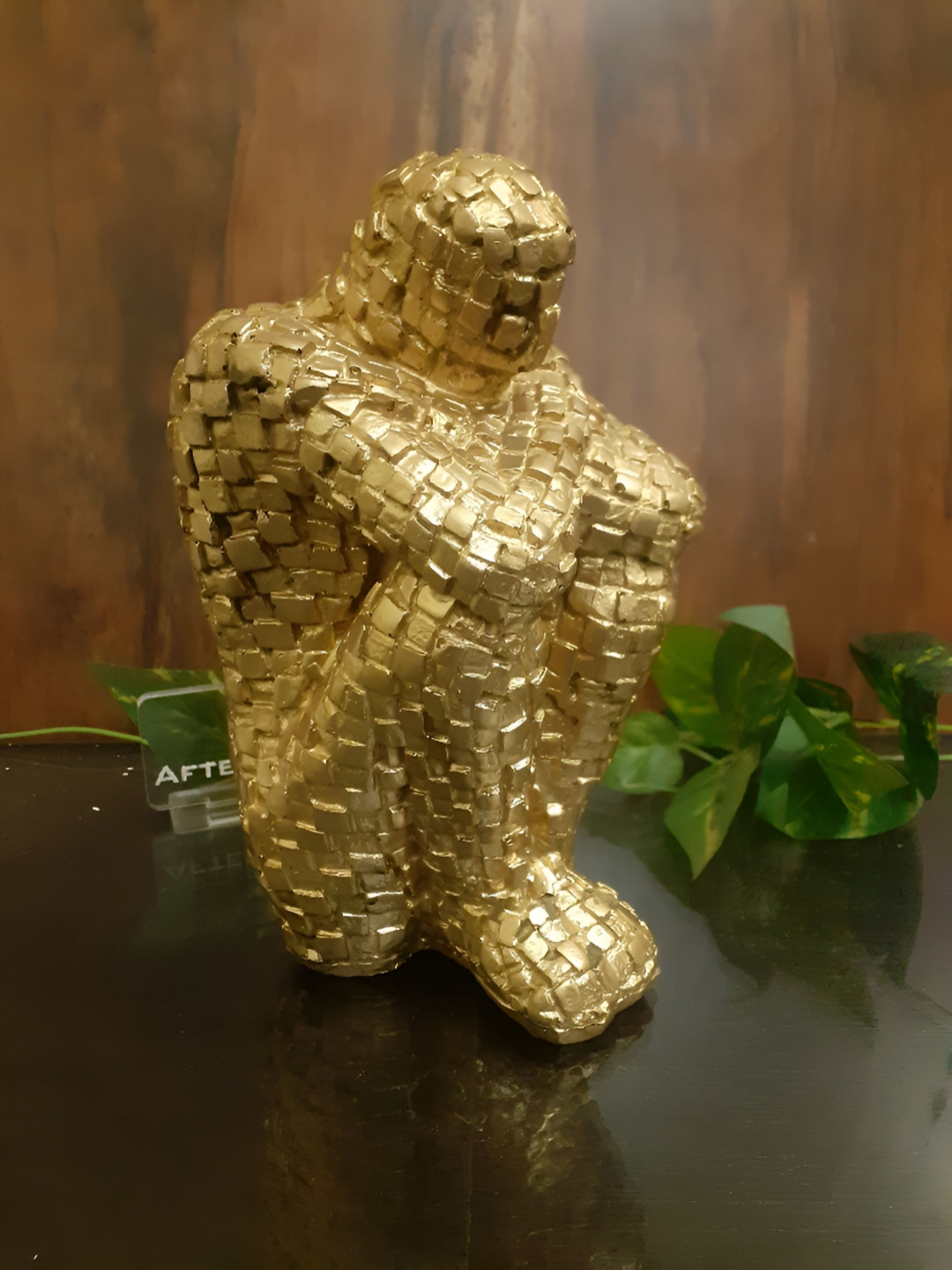 Afterstitch Modern Man Thinker Gold Polyresin Metallic Living Room Small Showpiece -