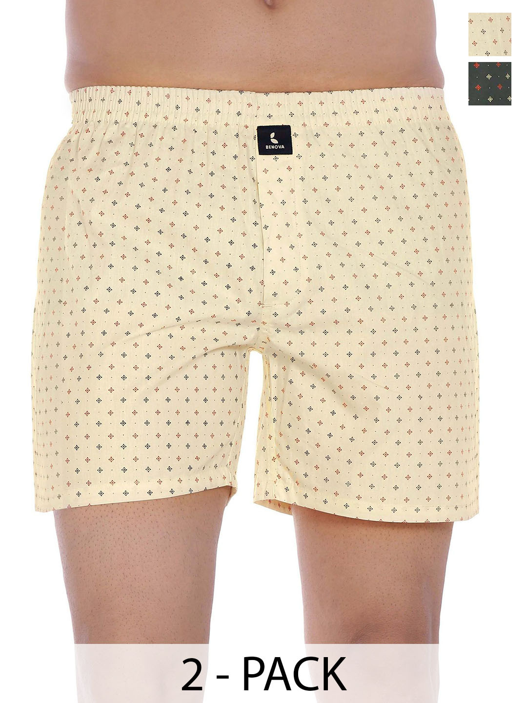 BENOVA Pack Of 2 Printed Pure Cotton Boxers BNV-24-24-P2-S