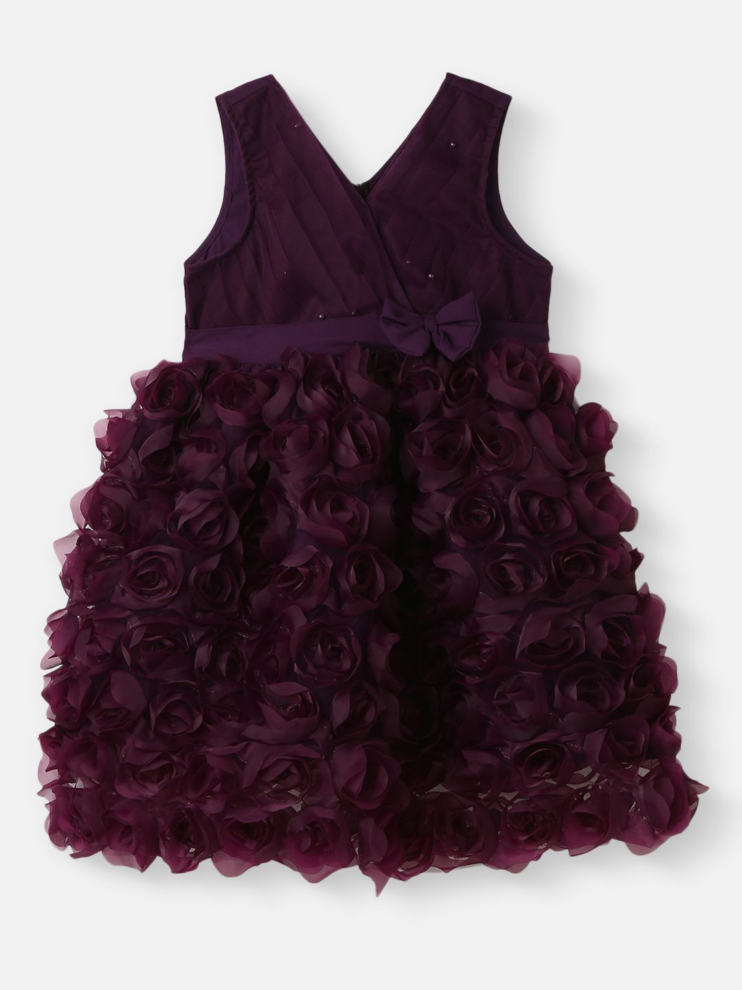 Nauti Nati Girls' Party Frock With Roses and Pearl Embellishment