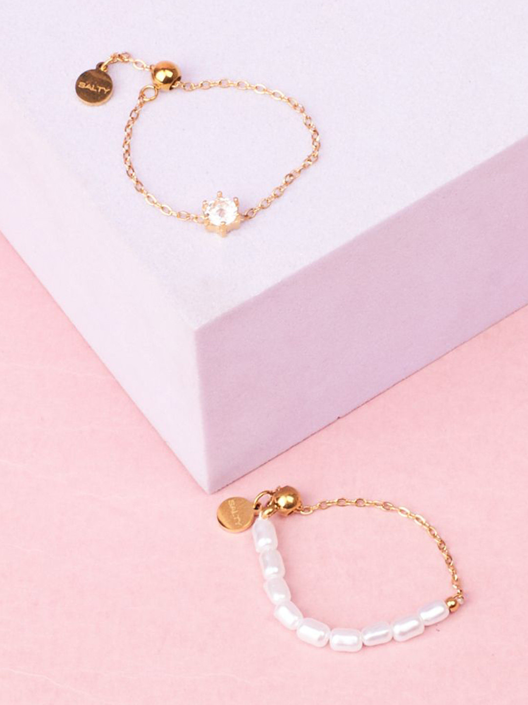 SALTY Set Of 2 Champagne Self-Love & Pearlescent Ring