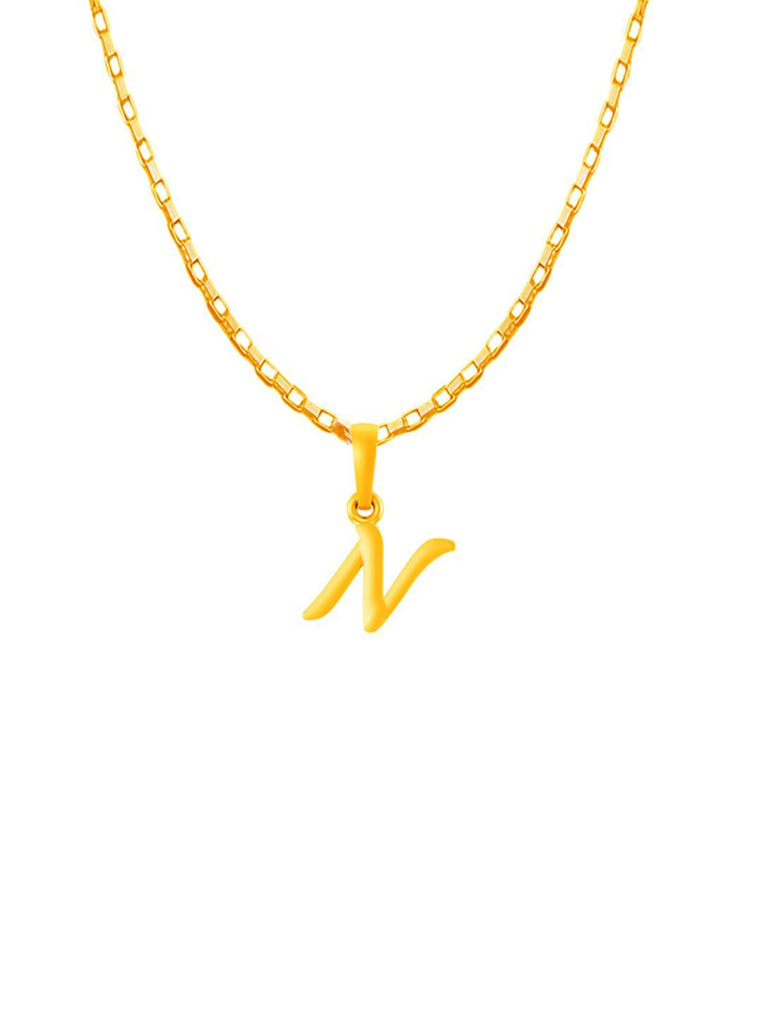 AKSHAT SAPPHIRE 92.5% Silver 22KT Gold Plated N Alphabet Pendant with Box Chain